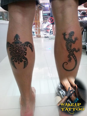 maori leg tattoo by Wake up Tattoo Phuket at Patong Beach Thailand