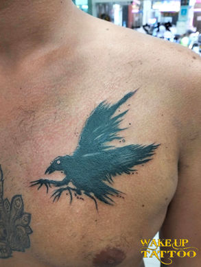 Black crow tattoo|Thailand Phuket|Wake up Tattoo