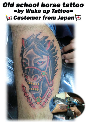 Old school horse tattoo by Wake up Tattoo Phuket