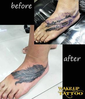 Cover up feather tattoo | Phuket Patong | Wake up Tattoo