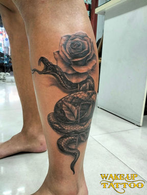 Rose snake tattoo|Phuket Thailand|Wake up Tattoo