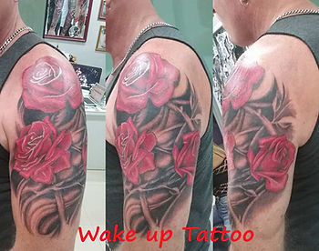 Red Rose Tattoo by Wake up tattoo in Phuket Thailand