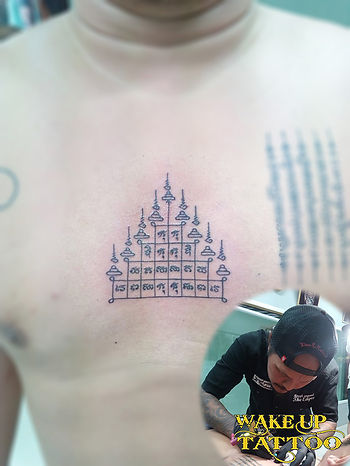sak yant by Wake up Tattoo Phuket at Patong Beach Thailand