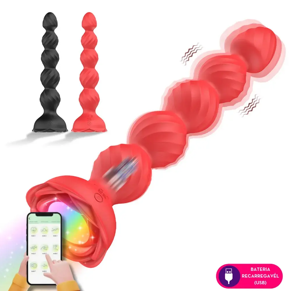 PLUG ANAL ESCALONADO COM VIBRADOR E POR APP VERMELHO MLPP6156