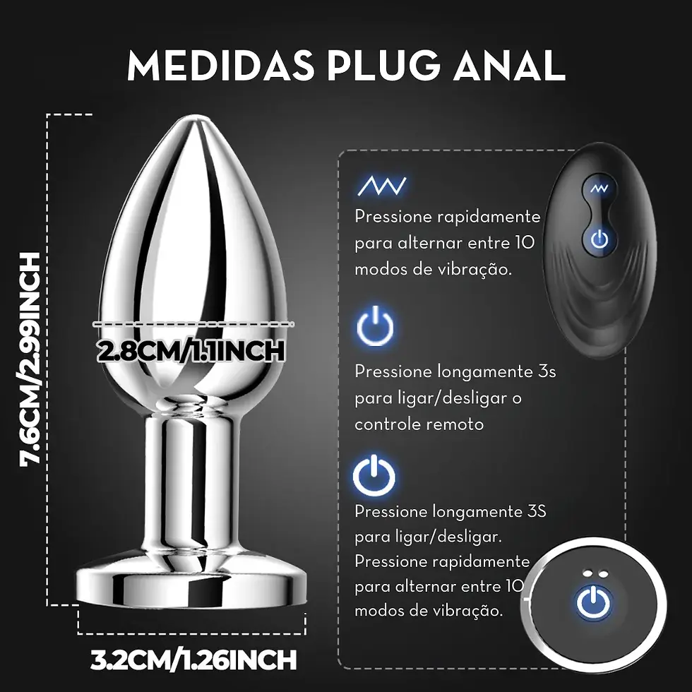 Miniatura: PLUG ANAL VIBRATORIO EM JOIA COM CONTROLE MLPA6011-PR