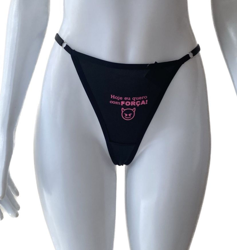 CALCINHA FIO TALITA PERSONALIZADA HOJE EU QUERO COM FORÇA PRETA