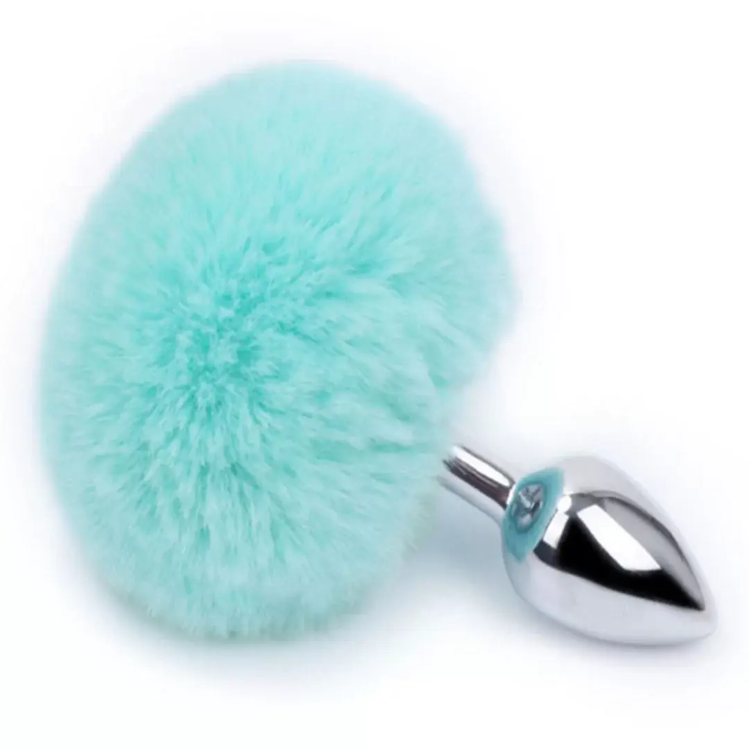 PLUG ANAL EM JOIA COM POMPOM VERDE TAM P