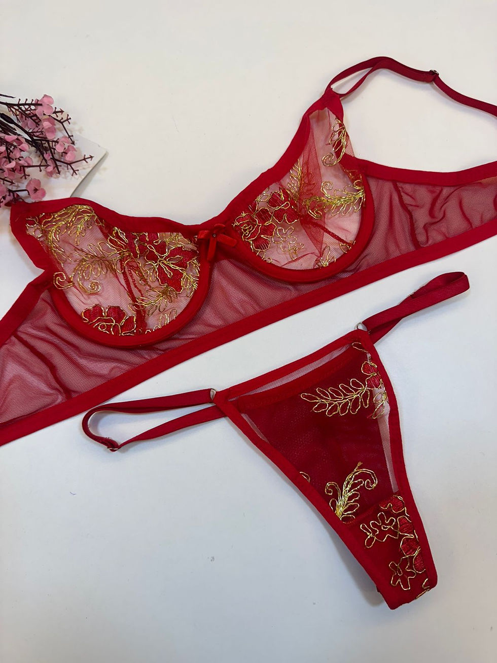 Miniatura: CONJUNTO PAIXÃO  VERMELHO C/DOURADO M