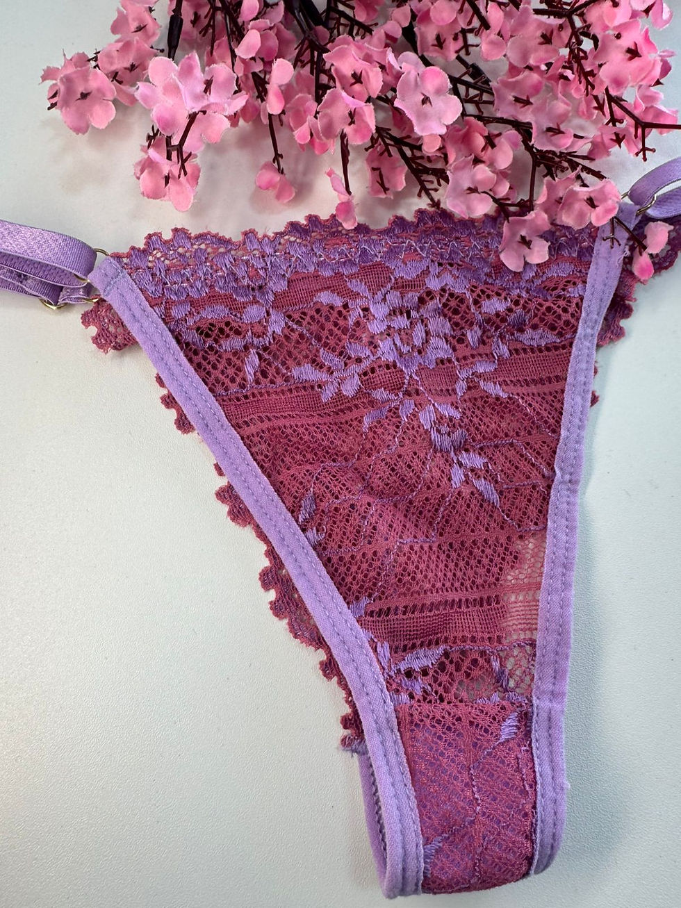 Miniatura: CALCINHA LAÇO BICOLOR LILAS COM ROSA