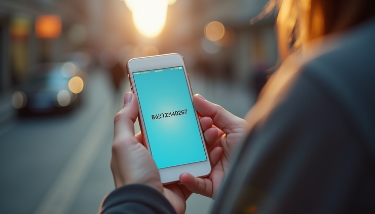 Close-up view of a hand holding a phone with a mental health helpline number displayed