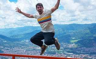 Hugo Mathieu overlooking Medellín, Colombia, during his travels through South America Phot