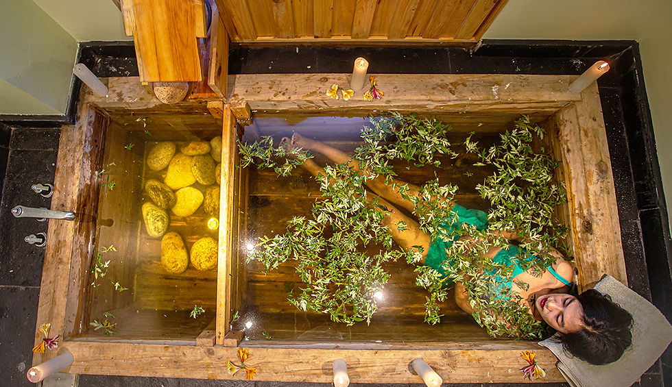 The hot stone bath at the Bhutan Spirit Sanctuary