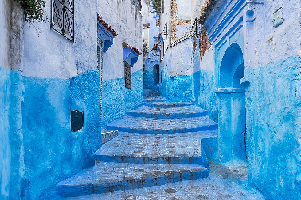 A magical pathway in Chefchaouen, Morocco