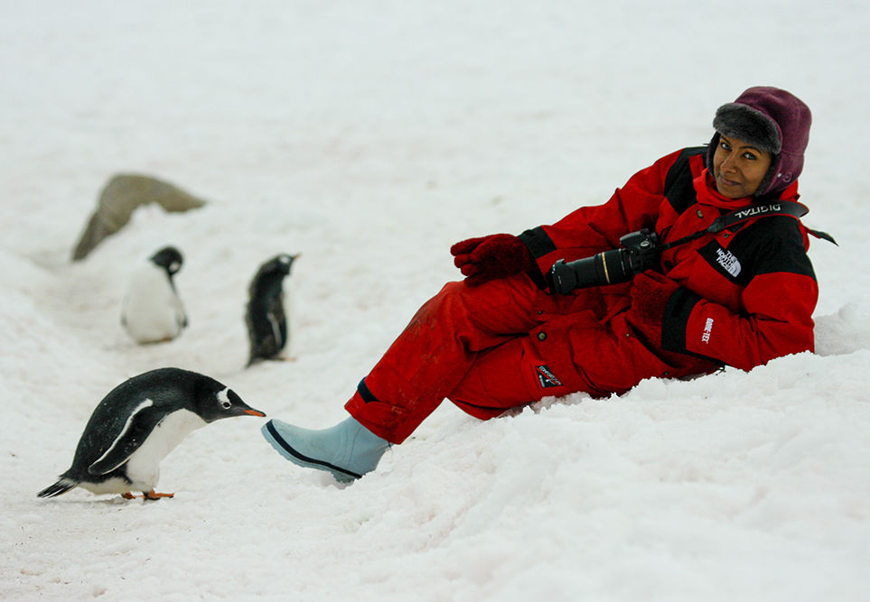 One of Forward Travel’s valued solo traveller clients enjoying the moment in Antarctica