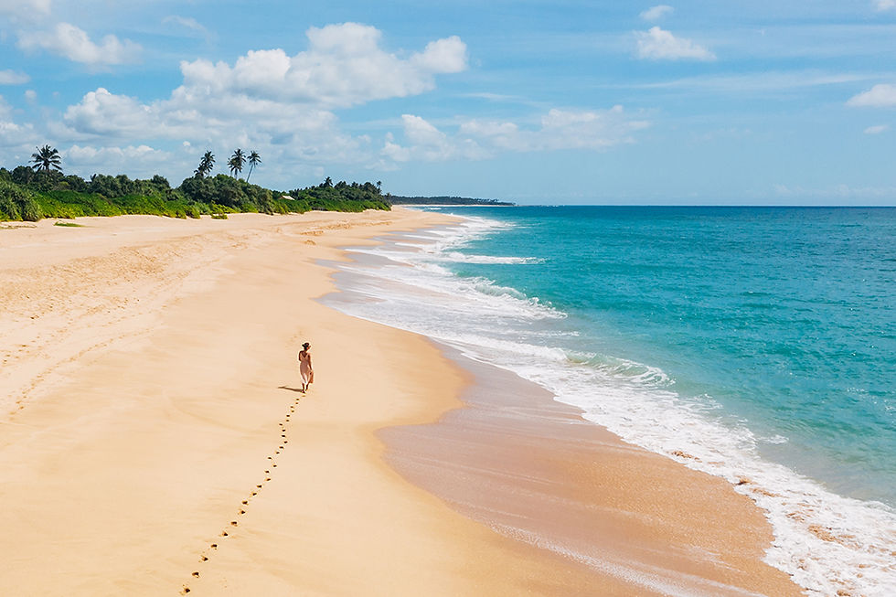 Leaving our bare footprints in the sand, Sri Lanka