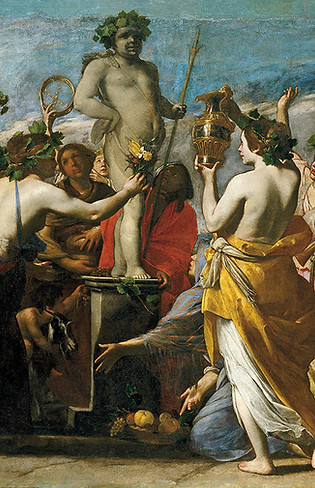 Sacrifice to Bacchus. Oil on canvas by Massimo Stanzione