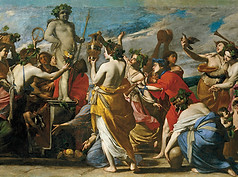 Sacrifice to Bacchus. Oil on canvas by Massimo Stanzione