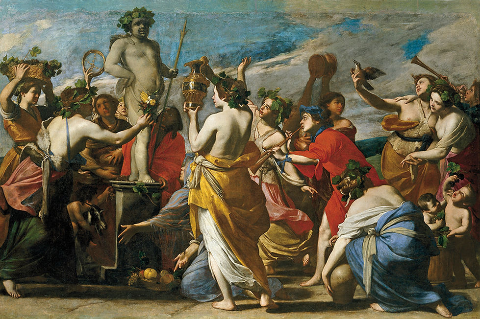 Sacrifice to Bacchus. Oil on canvas by Massimo Stanzione