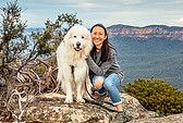 Kobe and Muriel at the Landslide Lookout, Katoomba, New South Wales