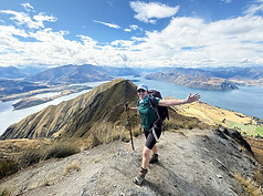 Yvonne on the summit of Roy’s Peak, near Wanaka, New Zealand
