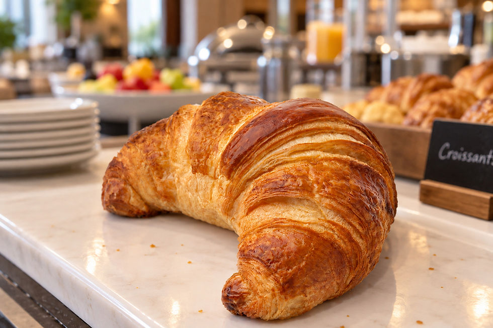 Single fresh baked croissant sitting in a hotel buffet. Photographer: Picture Partners | iStock.