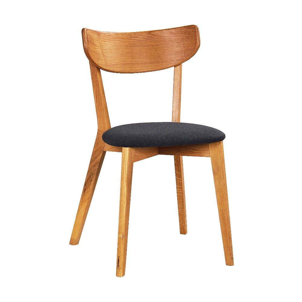 Scaun mid-century modern din lemn de stejar, spatar curbat