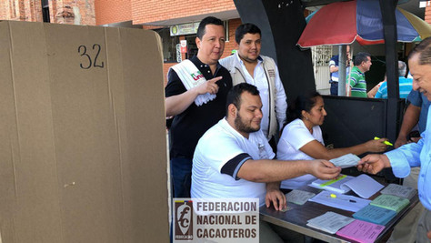 Persona votando en las elecciones cacaoteras 2018