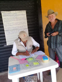 Persona votando en las elecciones cacaoteras 2018