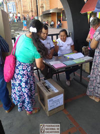 Persona votando en las elecciones cacaoteras 2018