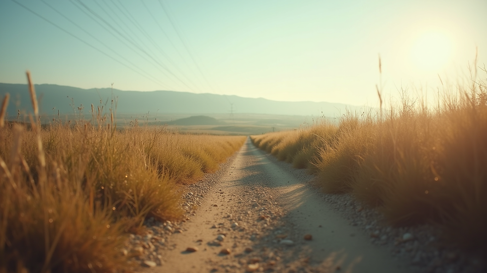 Eye-level view of a serene landscape with a path leading into the distance