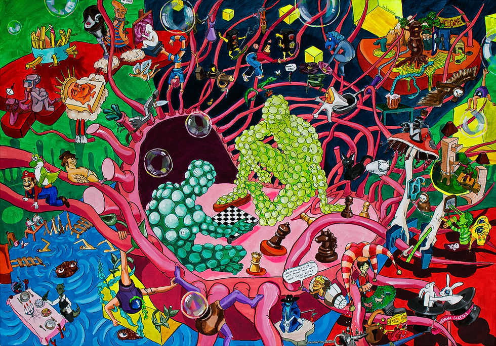 Thumbnail: 'Two bubbly men playing chess in a jellyfish' Poster