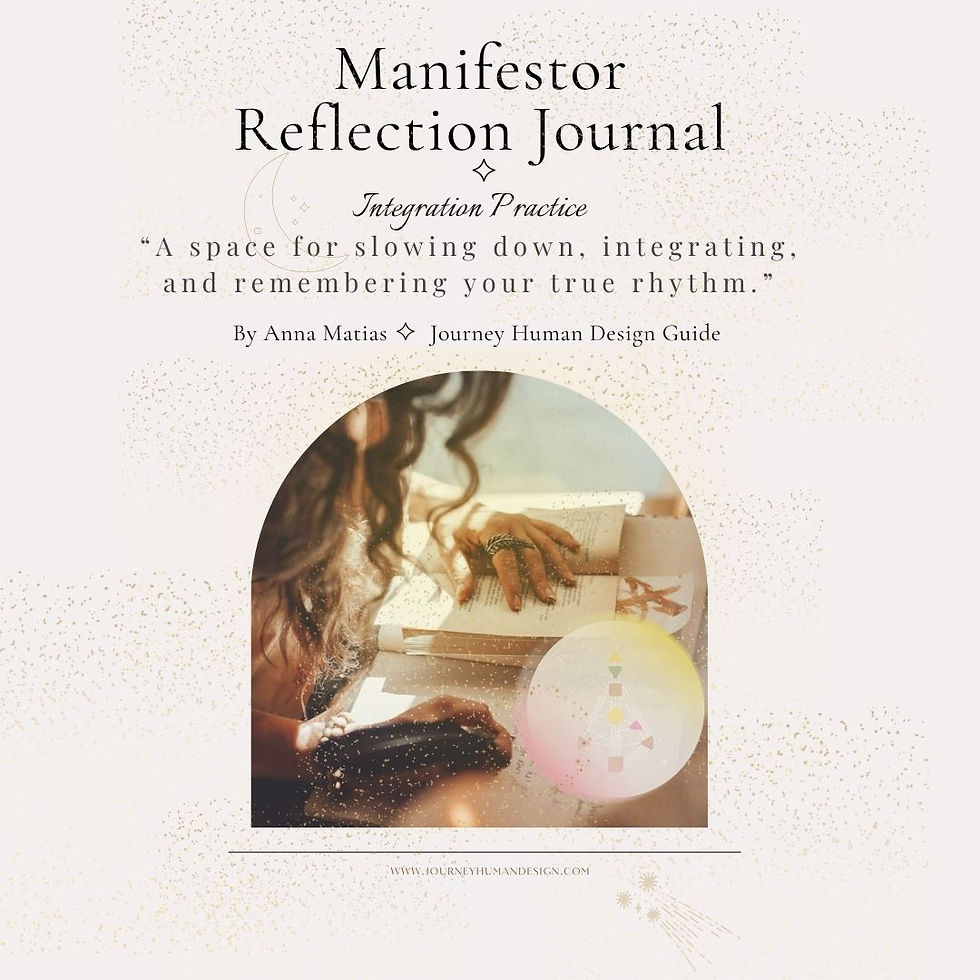 A calming journal cover featuring soft textures, warm lighting, and a circular photo of a woman writing. Overlaid with a Huma