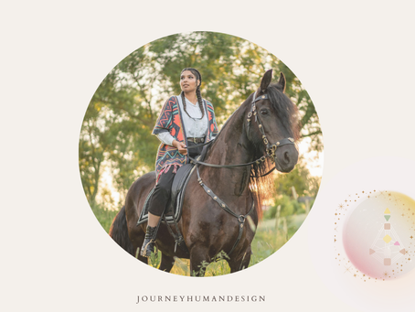 Human Design Manifestor sensitivity to control — woman on horseback in circular graphic