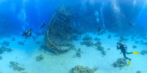 boat wreck in the ocean depth