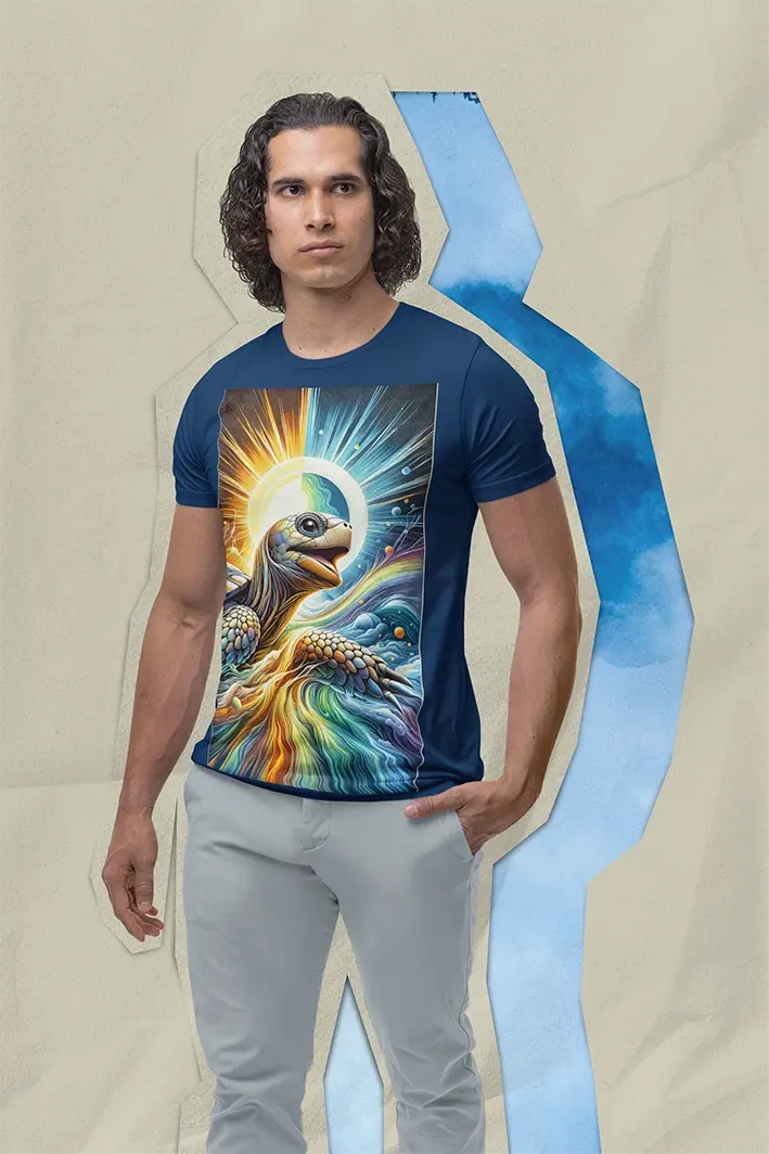 163 Cold fusion, Radiant Turtle Cosmic Harmony: Vibrant Digital Art Design