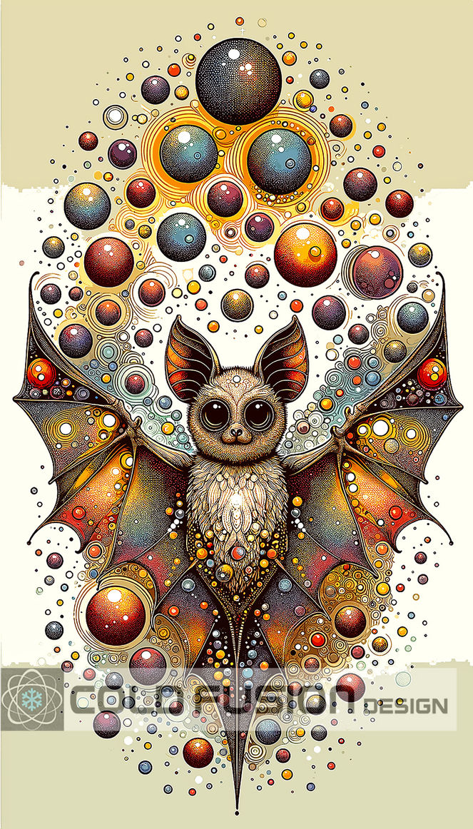 85 Cold fusion, Galactic Bat: Psychedelic AI-Generated Art with Cosmic Bubbles