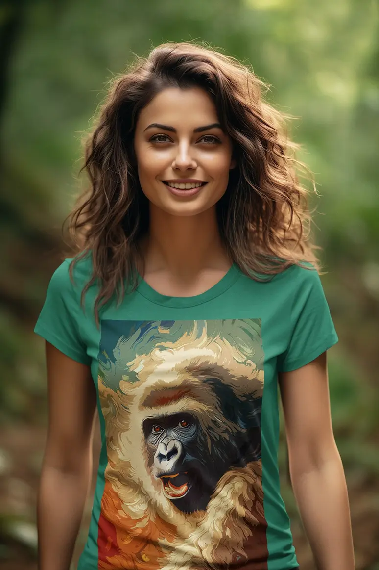045 Cold fusion, Wild Gaze: Majestic Gorilla Portrait in Swirling Colors