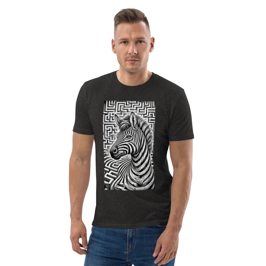 Abstract Zebra Labyrinth - Black and White Design- Unisex organic cotton t-shirt