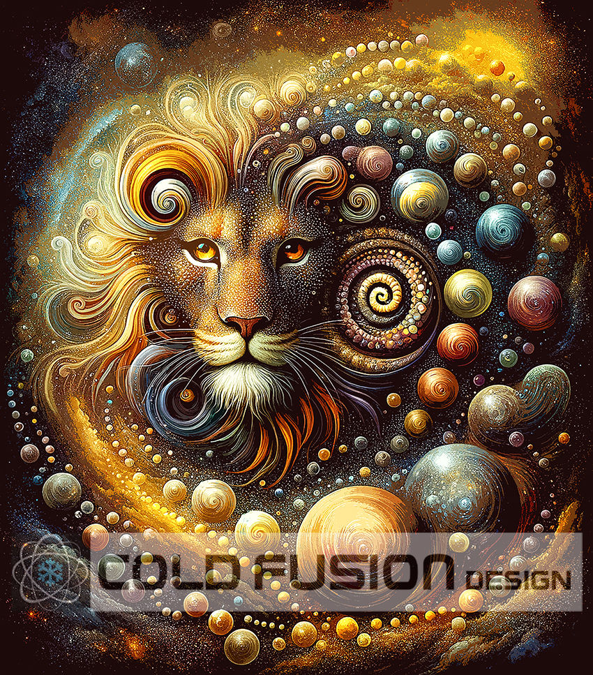 072 Cold fusion, Cosmic Majesty: The Celestial Lion Art Piece