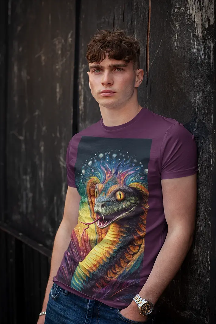 169 Cold fusion, Colorful Fantasy Snake: Vibrant and Detailed Digital Art