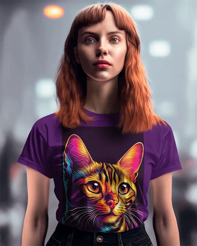 140 Cold fusion, Vibrant Neon Cat: Intricate AI-Generated Digital Art Design