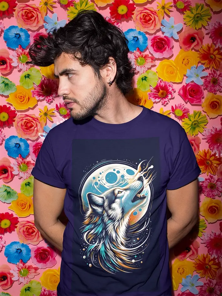 153 Cold fusion, Howling Wolf: Vibrant Cosmic Digital Art Masterpiece