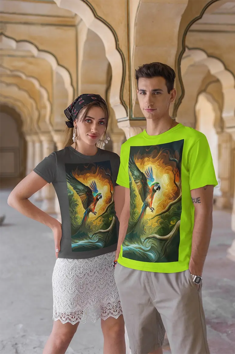 066 Cold fusion, Vibrant Flight: A Parrot's Colorful Journey in Art