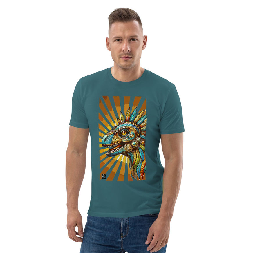 Tribal Dinosaur Art - Unique Ethnic Reptile DINO - Unisex organic cotton t-shirt