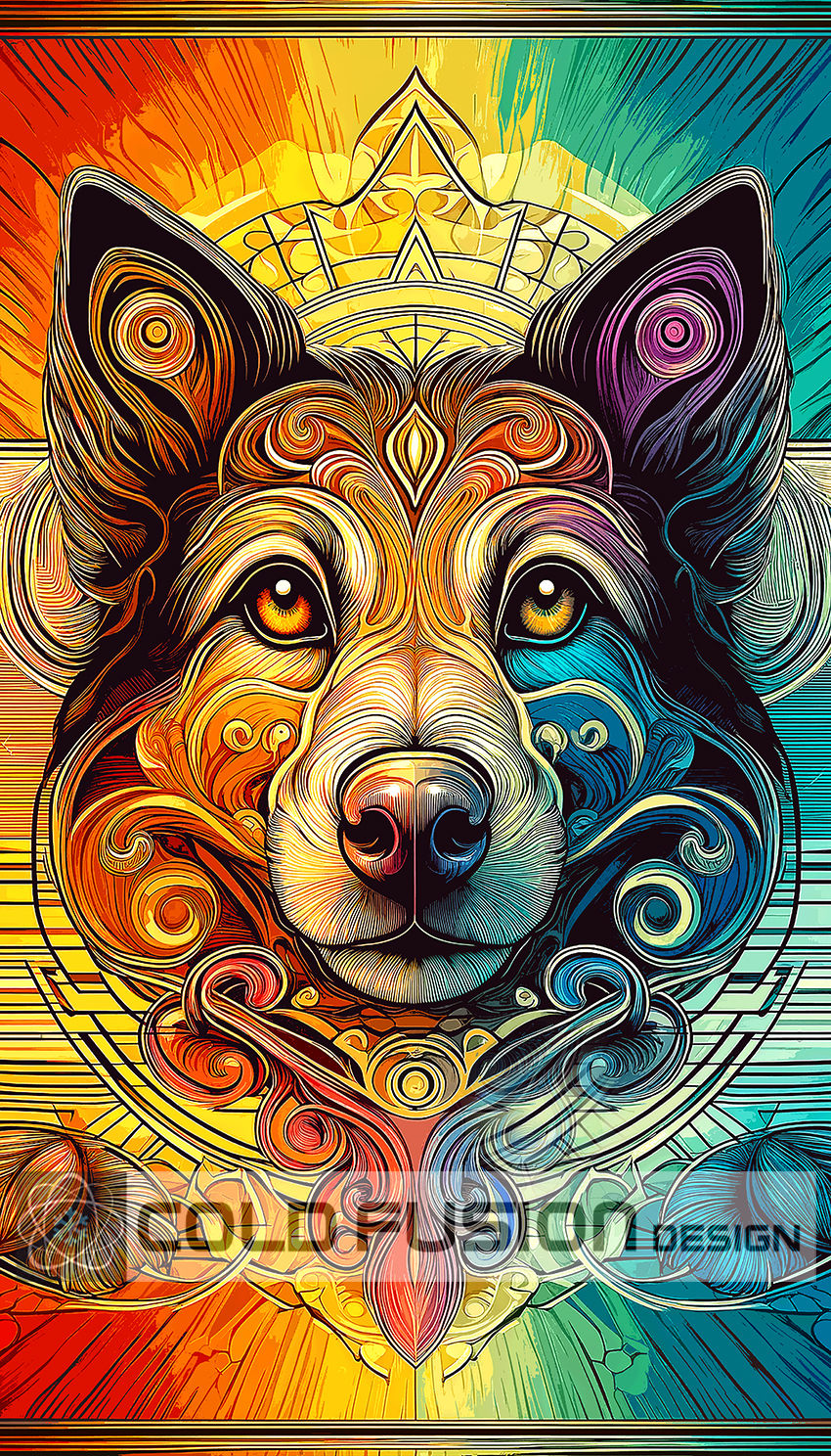 119 Cold fusion, Celestial Canine Spirit: A Colorful Odyssey in Art