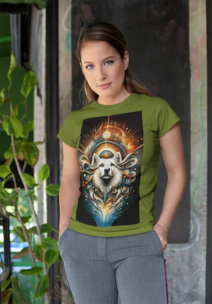 152 Cold fusion, Celestial Wolf: Vibrant Cosmic Digital Art Masterpiece