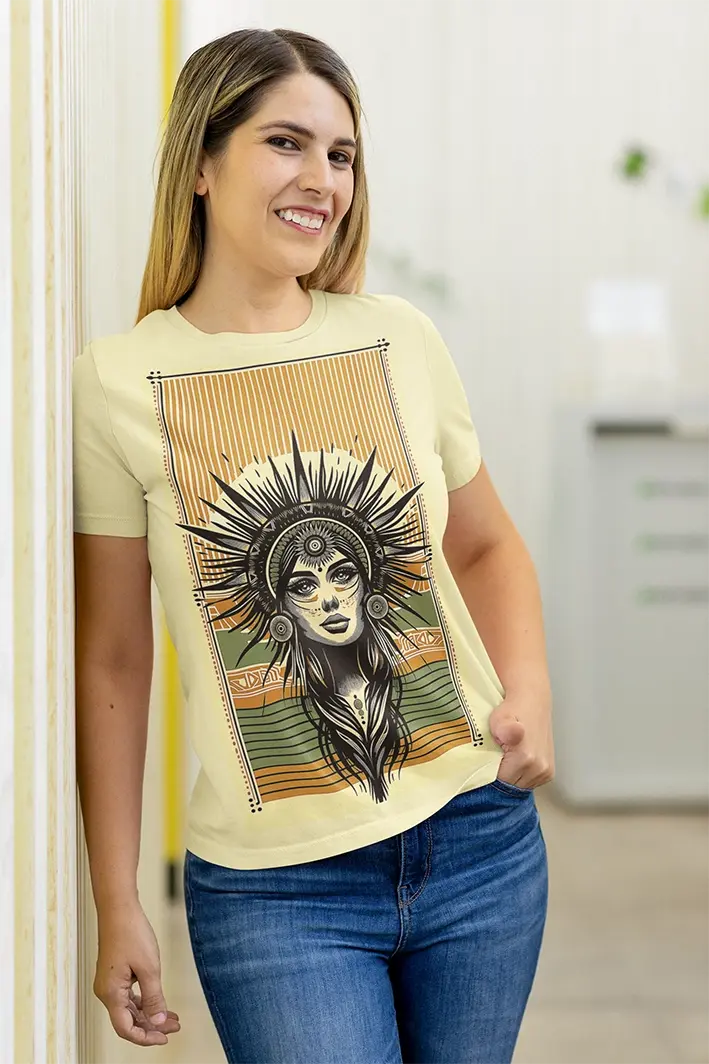 168 Cold fusion, Tribal Sun Goddess: Mesmerizing Spiritual Digital Artwo