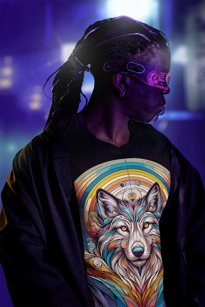 105 Cold fusion, Spectral Wolf Aura: A Symphony of Colors and Wisdom