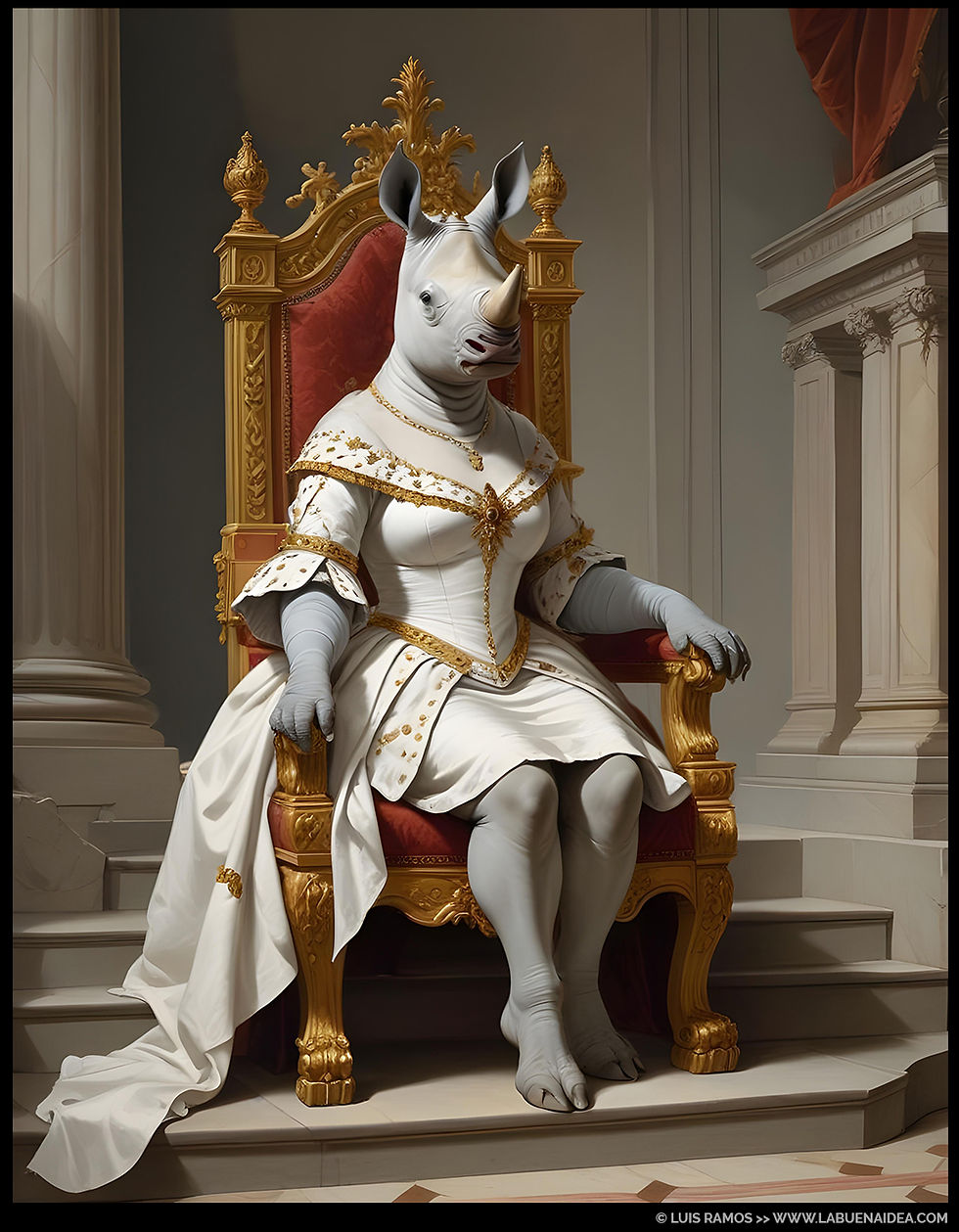 Reina rinoceronte blanco, al estilo de Jacques Louise David (1748-1825) - Neoclasicismo