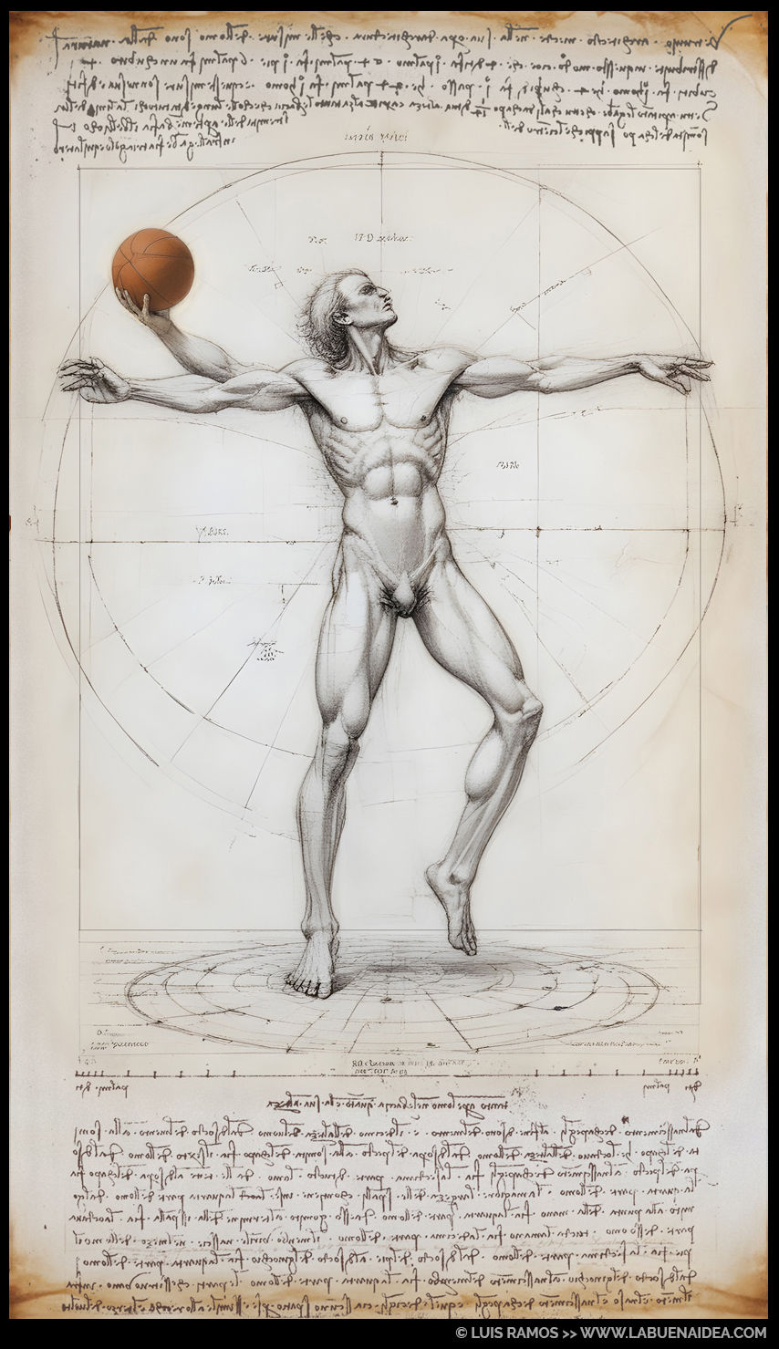 IA. Variaciones Hombre de Vitruvio. Da Vinci. Baloncesto